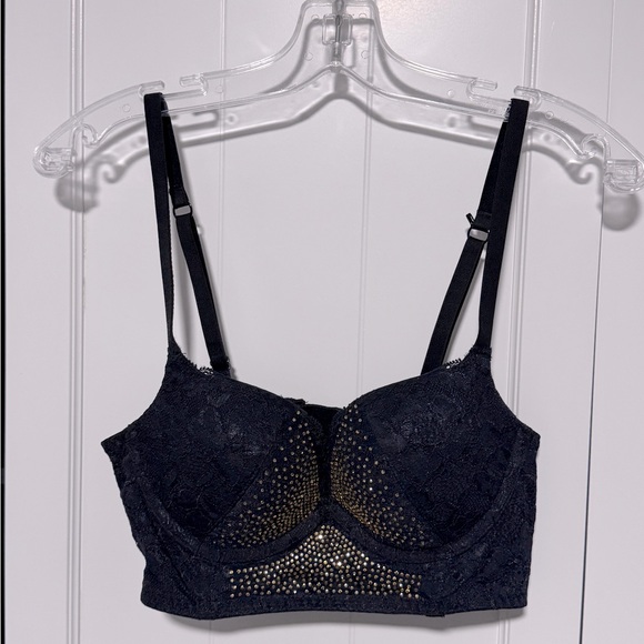 BNWOT ๐ค LaSenza Black Padded Push Up Lace Sparkle Bra - Size 32B - Picture 1 of 4